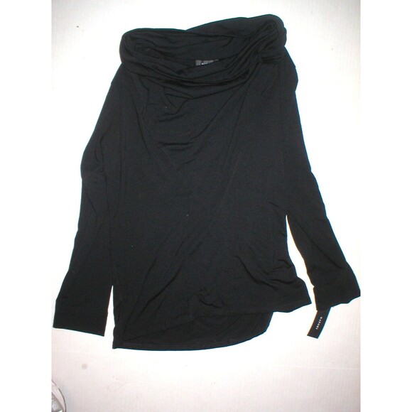 New Womens Black Natori S $130 Long Sleeve Cowl Neck Top Designer M Poly Rayon - Picture 1 of 4